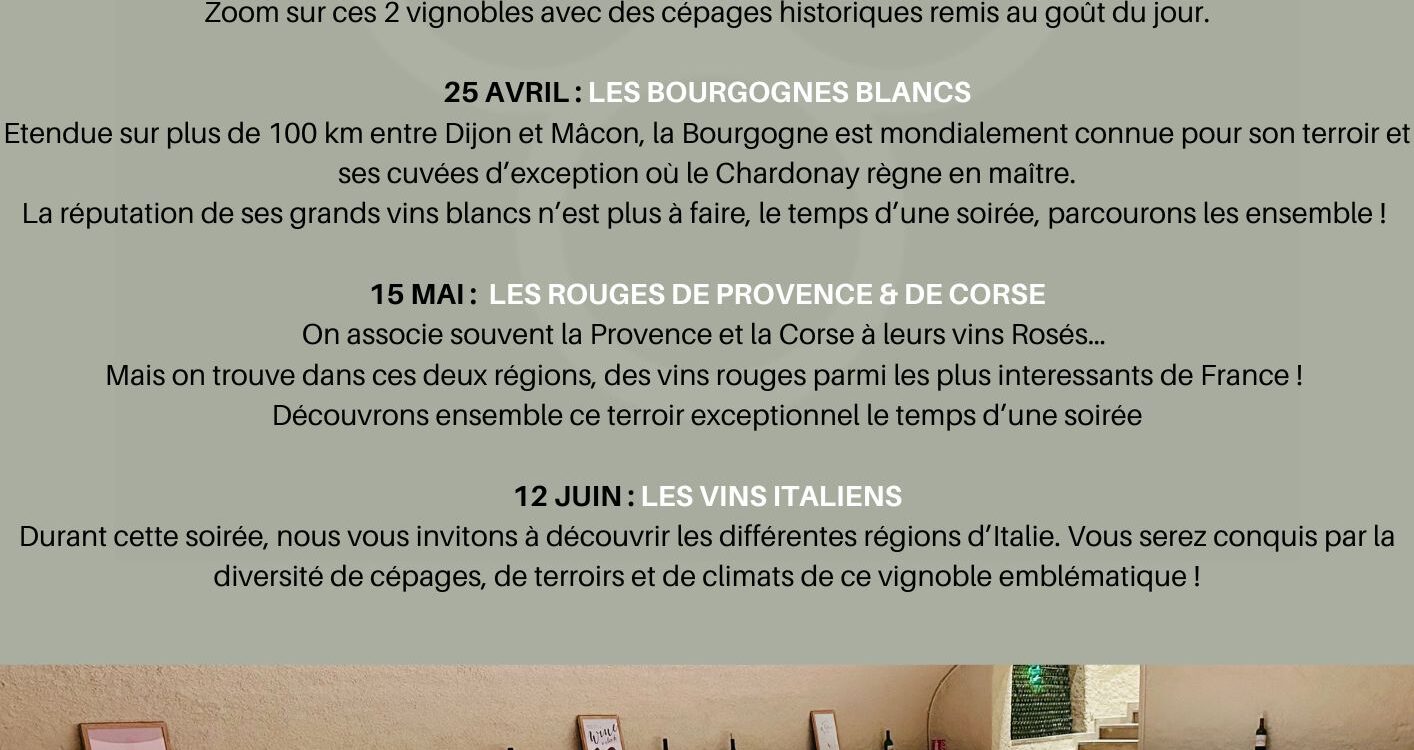 Programme des dégustations de janvier à juin 2025 Maizières-lès-Metz