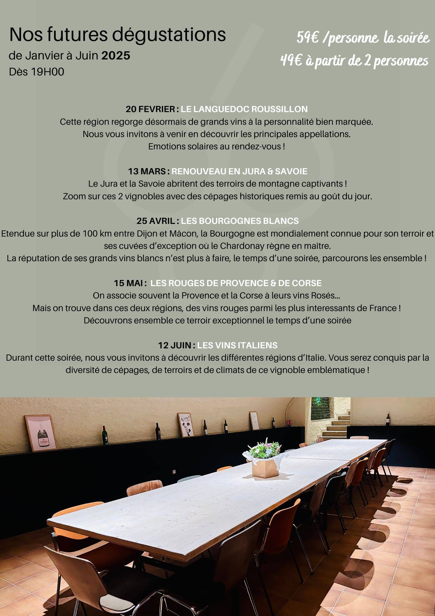 Programme des dégustations de janvier à juin 2025 Maizières-lès-Metz