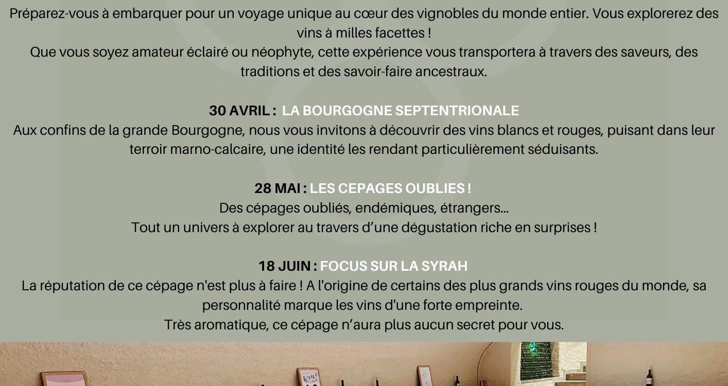 Programme des d&eacute;gustations de janvier &agrave; juin 2026 Florange